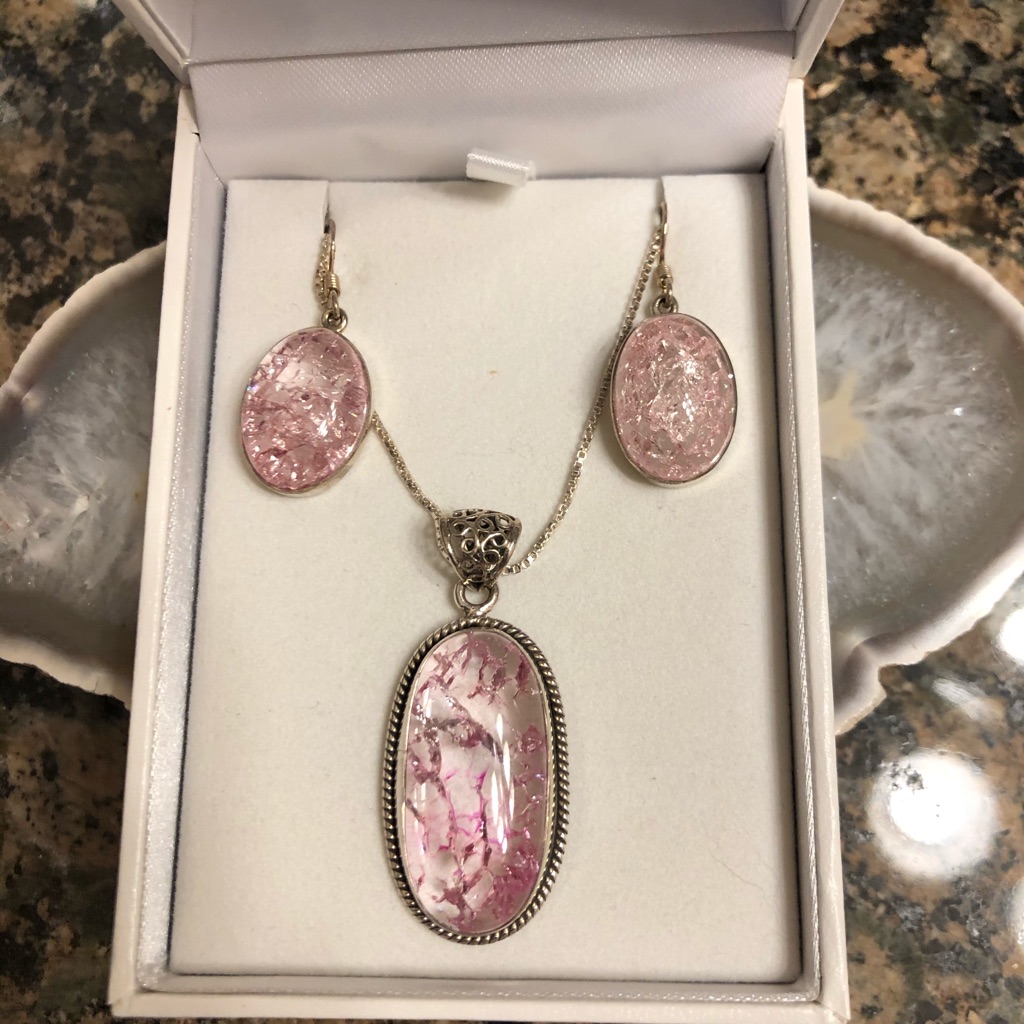 Rose Quartz Pendant Genuine Stones Sterling Silver Retail 312.00 Nwt